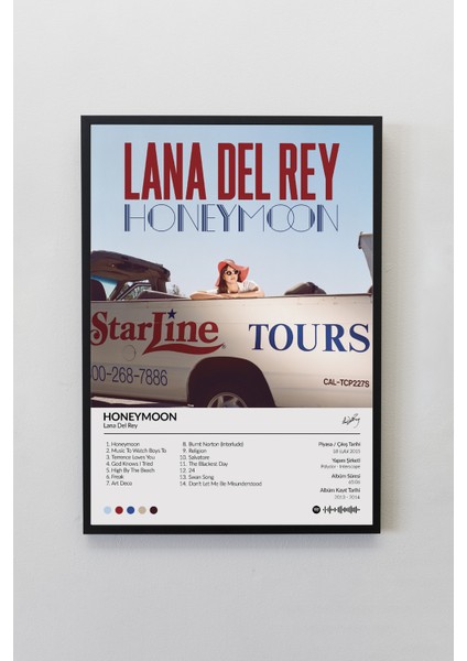 Lana Del Rey Honeymoon Çerçevesiz Spotify Barkodlu Albüm Poster