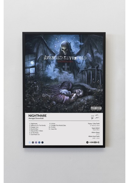 House Gorgeous Avenged Sevenfold Nightmare Çerçevesiz Spotify Barkodlu Albüm Poster