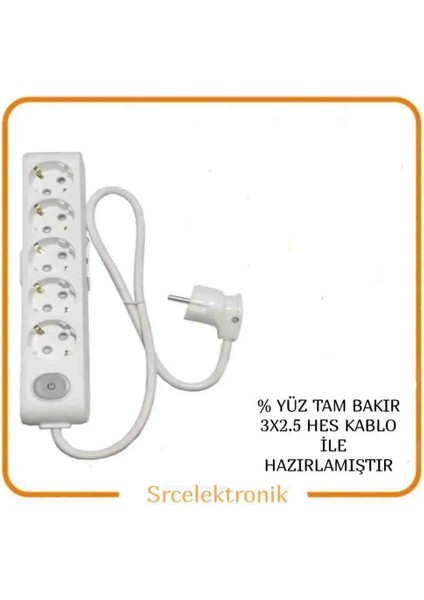 Multi-Let 5 Li 1 ile 10 Metre Ebatları Anahtarlı Topraklı Çocuk Korumalı Uzatma ( 3x2.5 Hes Kablo Tam Bakır) Ttr Kablo Tseli HO5VV