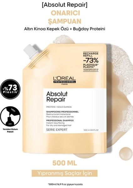 Absolut Repair Yıpranmış Saçlar Için Onarıcı Refill Şampuan 500ml