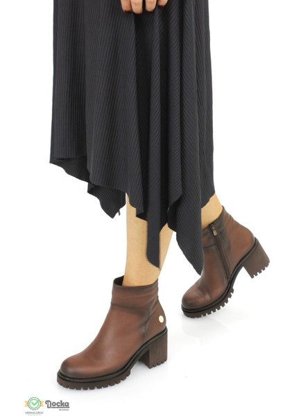 Kadın Deri Bağcıksız Kalın Platform Topuklu Klasik Bot M25/KB1340