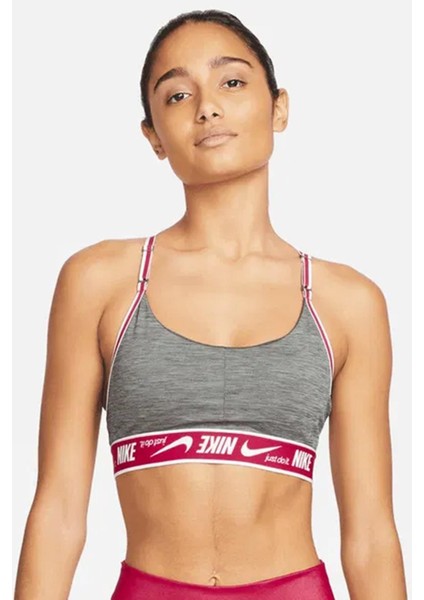 Training Indy Dri Fit Light Support Swoosh Taping Sports Bra Büstiyer Sporcu Sütyeni Gri