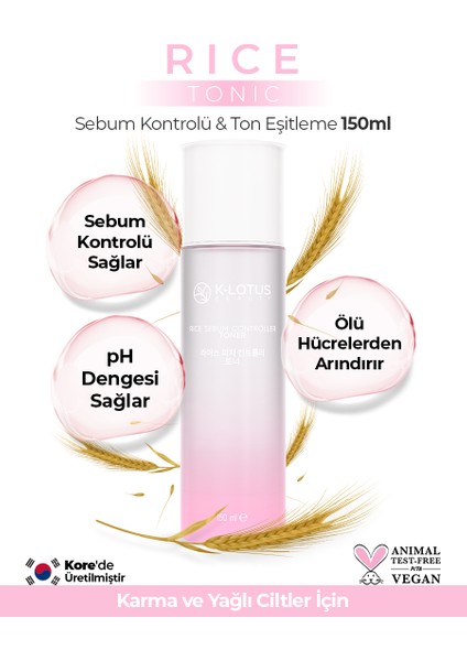 Sebum Kontrolü, Ölü Deriden Arındırma, Akne Kontrolü Etkili Rice Sebum Kontrol Tonik 150ML
