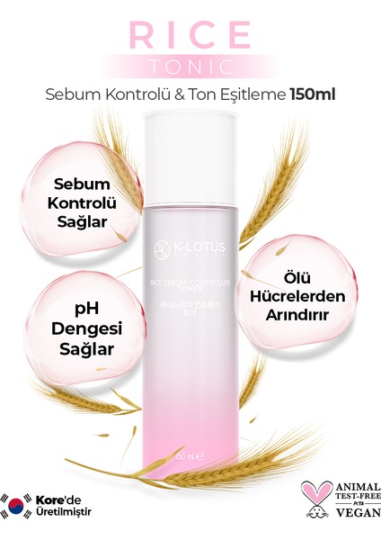 Sebum Kontrolü, Ölü Deriden Arındırma, Akne Kontrolü Etkili Rice Sebum Kontrol Tonik 150ML fiyatları