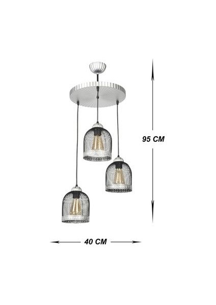 0056931 3 Lü Sarkıt Kasa Siyah Silver Avize fiyatları