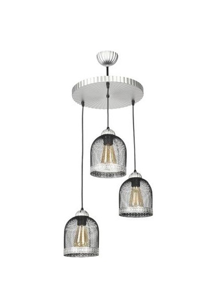 0056931 3 Lü Sarkıt Kasa Siyah Silver Avize fırsatları