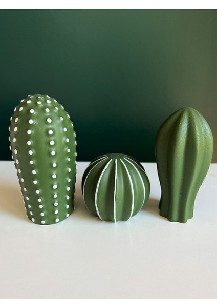 3'lü Kaktüs Biblo Seti, Doğal Taş, Beyaz, 10x15 cm, Dekoratif ve Şık Hediye fiyatları