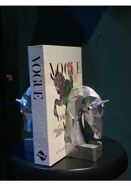 2’Li Dekoratif Kubik At Başı Kitap Tutucu Biblo
