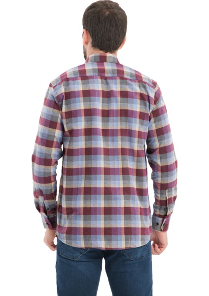 Erkek Bordo Kareli Kışlık Yünlü Cepli Geniş Kesim Gömlek fırsatları