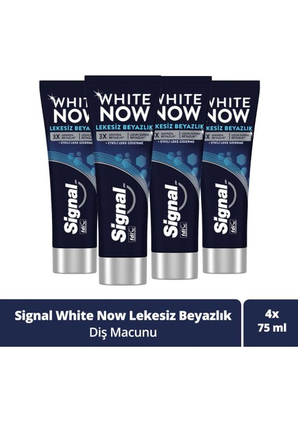 White Now Diş Macunu Lekesiz Beyazlık Etkili Leke Giderme 75 ml X4
