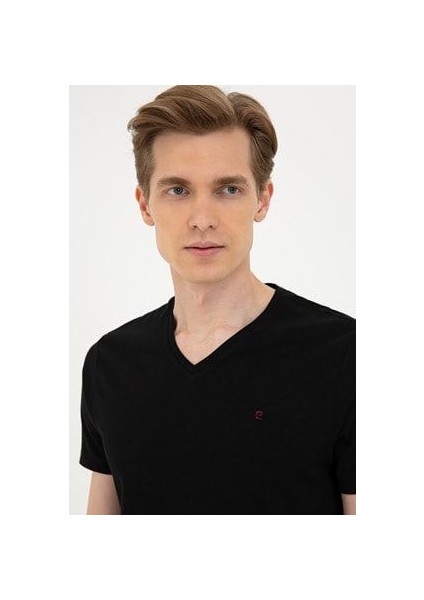 Siyah Slim Fit Basic V Yaka T-Shirt fiyatları
