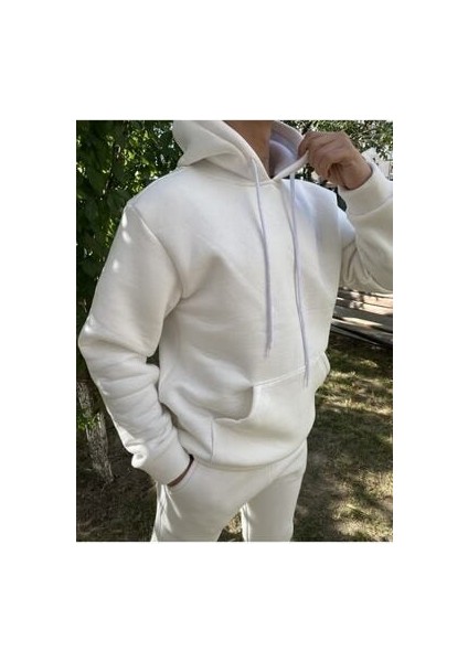 Sweatshirt Beyaz Kapüşonlu Ob Comfort