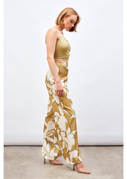 Saten Ip Askılı Saten Crop Bluz