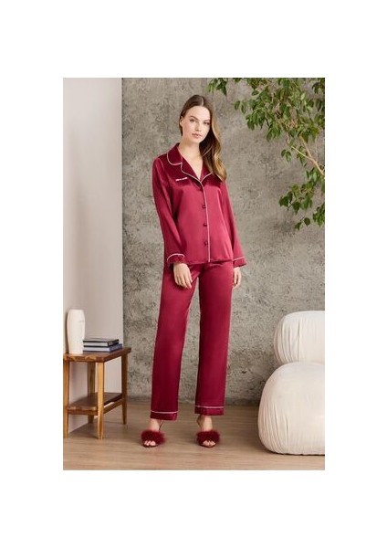Saten Biyeli Pijama Takımı - 1200