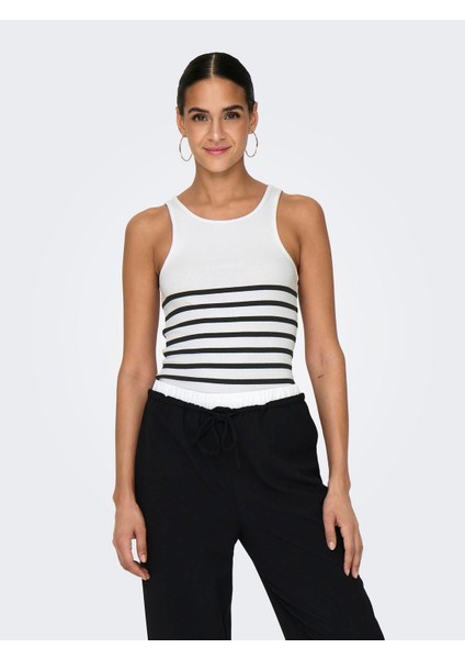 Kadın Çizgili Kolsuz Atlet Body T-Shirt - 15318407