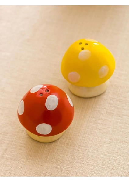 Ekru Baskılı Mantar Model Seramik Tuzluk ve Biberlik Renkli fiyatları