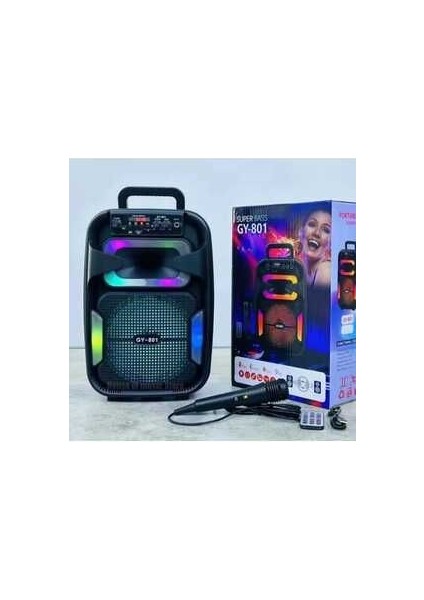 LED Işıklı Mikrofonlu Karaoke Hoparlör Kablosuz Bluetooth Speaker