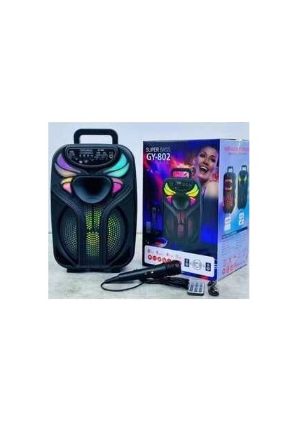 LED Işıklı Mikrofonlu Karaoke Hoparlör Kablosuz Bluetooth Speaker