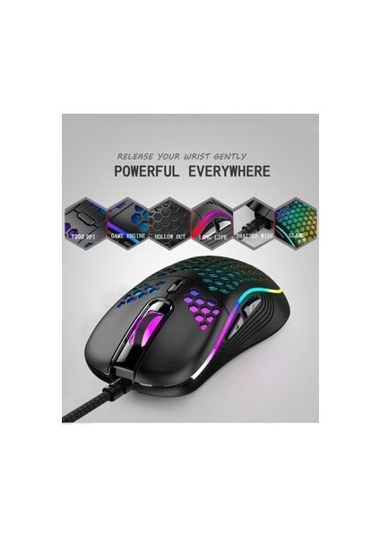 Rgb LED Işıklı Oyuncu Mouse Gaming 800-2400 Dpi 0 Oyun Mouse Mat Siyah