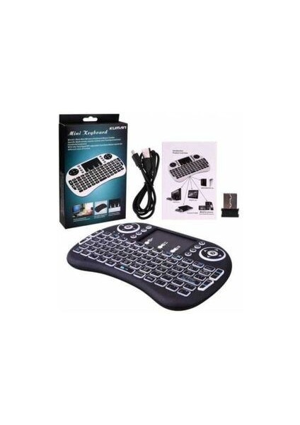 Işıklı Mini Klavye Mouse Smart Tv Box Pc Şarjlı PG-8035