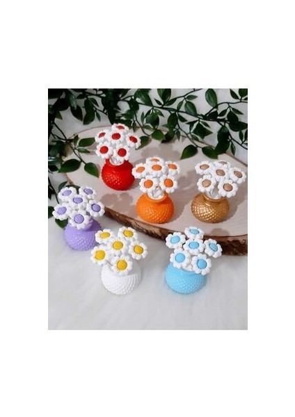 Renkli Mini Vazo Çiçekli 6 'lı Set