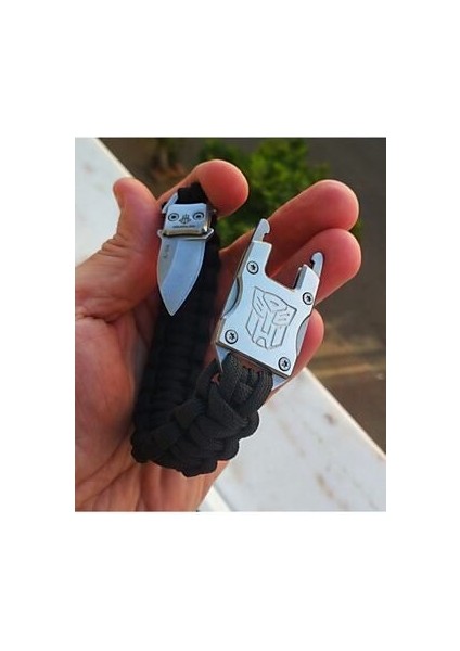 Avcı Komando Paracord Bilekliik Paslanmaz Çelik Bıçaklı Orjinal Çok Kalite Orjinal Armalı