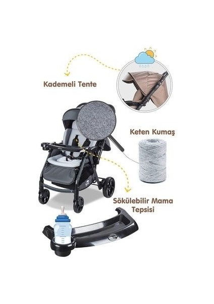 Babycare Combo Maxi Pro Çift Yönlü Bebek Arabası Gri fiyatları
