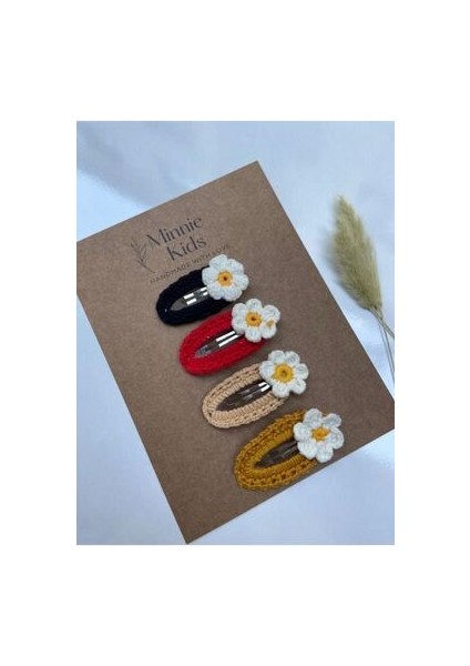 Kız Çocuk Bebek 4 Lü Örgü Çıtçıt Toka Seti