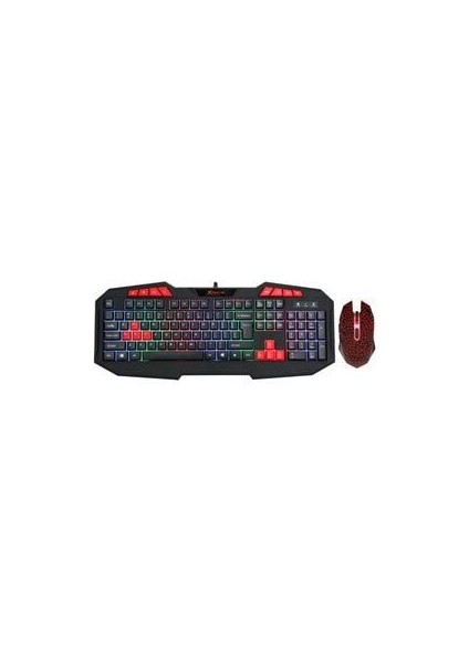 LED Işıklı Oyuncu Klavye Mouse Seti Multimedia Gaming Combo Nefes Modlu