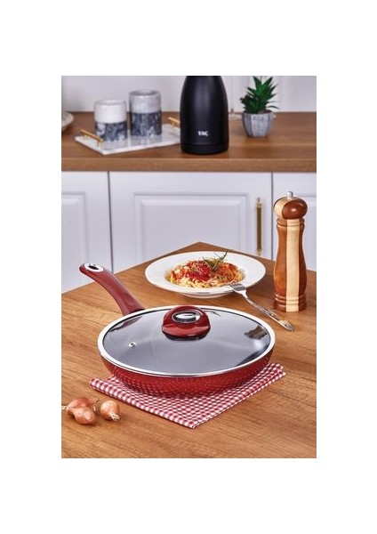 Titan Granit Cam Kapaklı Tava 28 cm