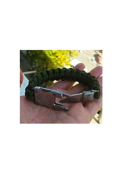Kamuflaj Paracord Bilekliik Paslanmaz Çelik