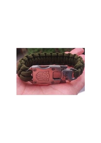 Kamuflaj Paracord Bilekliik Paslanmaz Çelik
