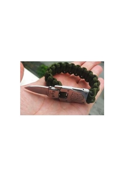 Kamuflaj Paracord Bilekliik Paslanmaz Çelik