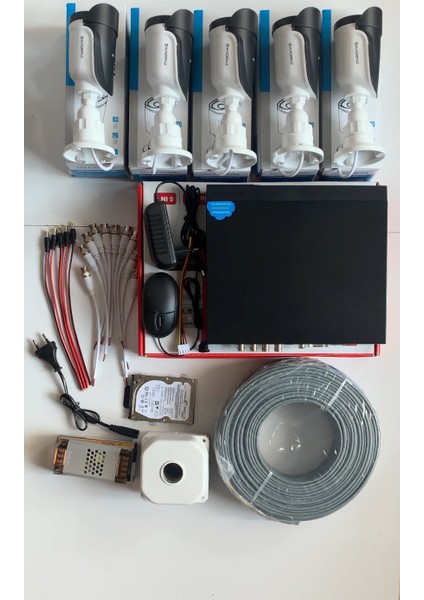 5 Kameralı Güvenlik Kamera Seti - Ekstra Uzun Mesafeli Güçlü, 5mp Sony Lens, 70M Dayanıklı Kablolama, 6 Atom Led, 500 H.d.d fiyatları