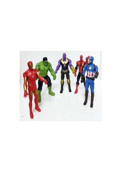 Avangers 5'li Figür Oyuncak Thanos Örümcek Adam Ironman Hulk Kaptan Amerika 12 cm