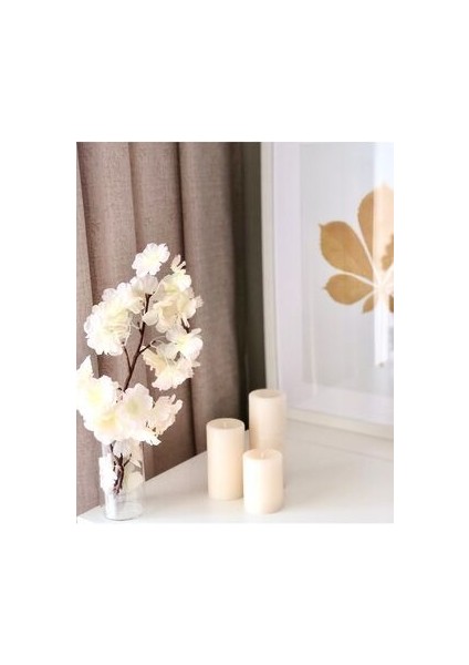 Silindir Beyaz Kokulu Uzun 3lü Sandal Ağacı Kokulu Set Mum