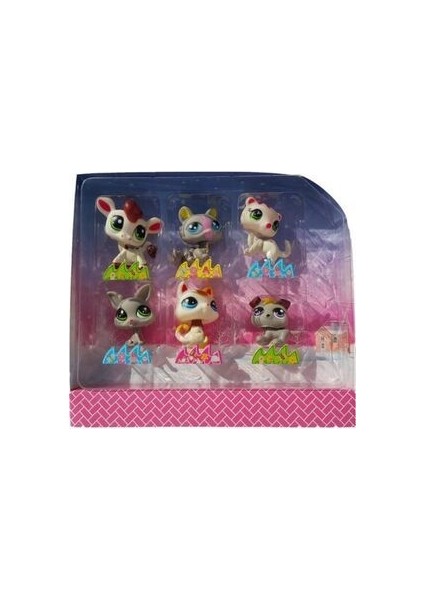 Neşeli Minişler 6'lı Miniş Ailesi Oyuncak Pet Star Little Minişler Beyazlı Grili Miniş Ailesi