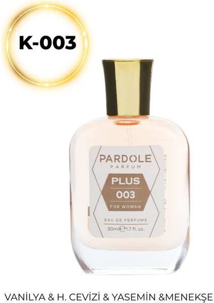 K-003 Floral, Tatlı Favoris Kadın Parfüm - 50 Ml - Vanilya, Hindistan Cevizi, Yasemin, Menekşe