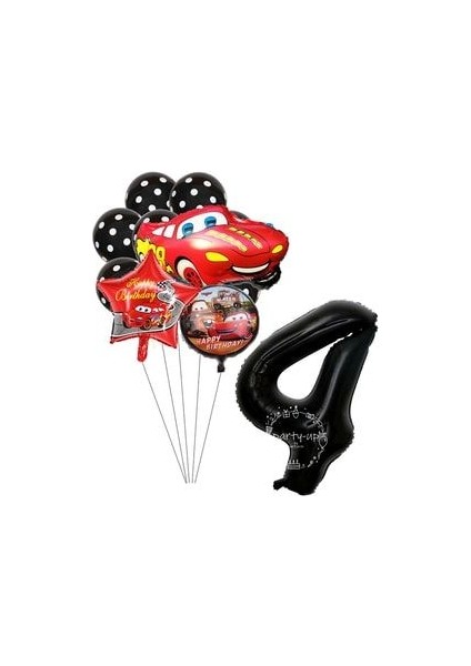 Şimşek Mcqueen Arabalar Cars Temalı Rakam Balonlu Set