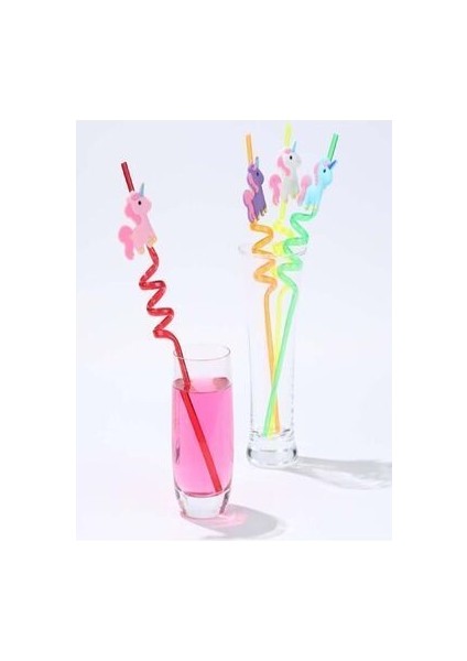 Dörtlü Sevimli Renkli Emojili Pipet- Kokteyl Ev Dekorasyon modelleri