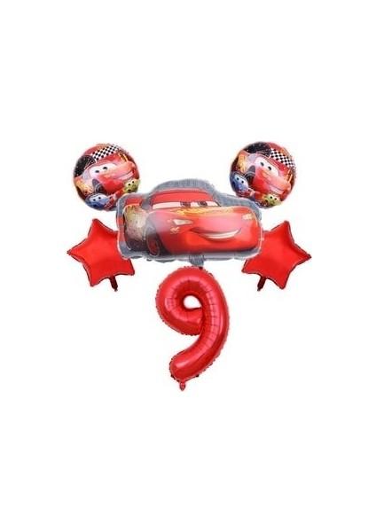 Pullu Şeffaf Balonlu Yarış Arabası Temalı Balon Seti The Cars Movie Balloon Set