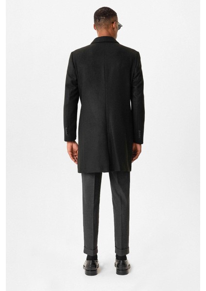 Siyah Slim Fit Ceket Yaka Erkek Kaban indirimleri