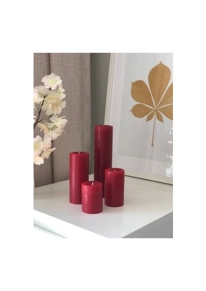4'lü Silindir Set Mum, Kokulu Uzun Silindir Set Mum