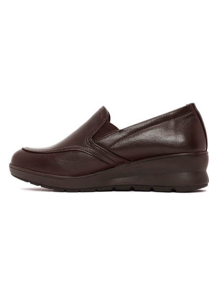 Kadın Kahverengi Dolgu Topuklu Deri Comfort Loafer 24WFD236818