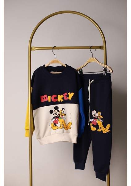 Renkli Mickey ve Pluto Baskılı Eşofman Takımı