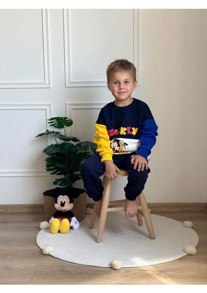 Renkli Mickey ve Pluto Baskılı Eşofman Takımı