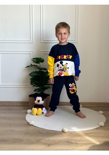 Renkli Mickey ve Pluto Baskılı Eşofman Takımı