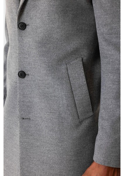 Gri Slim Fit Ceket Yaka Erkek Kaban fırsatları