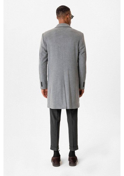 Gri Slim Fit Ceket Yaka Erkek Kaban indirimleri