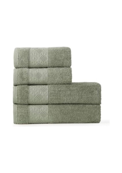 Jakarlı Havlu Set 4 Lü 70*140 cm 2 Adet 50*90 cm 2 Adet Yeşil